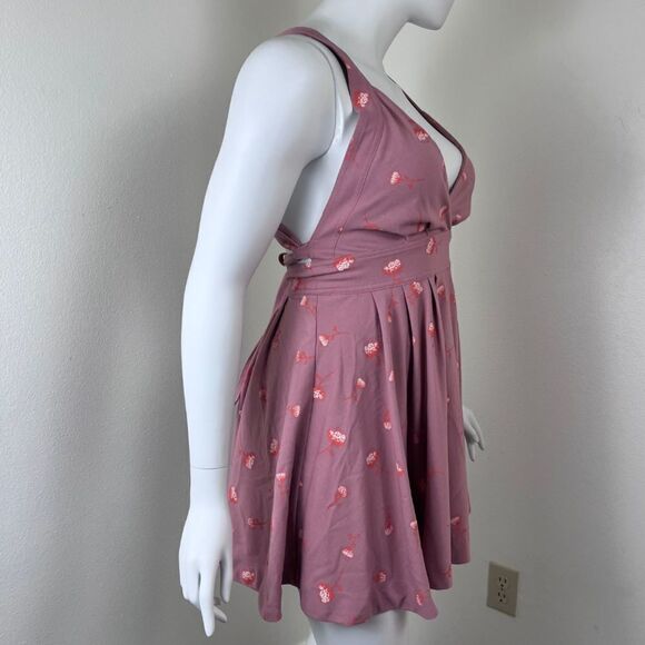 Free People Size 12 Cross Back Fit & Flare Pinup Retro Mini Floral Dress FLAWED* - Picture 4 of 14